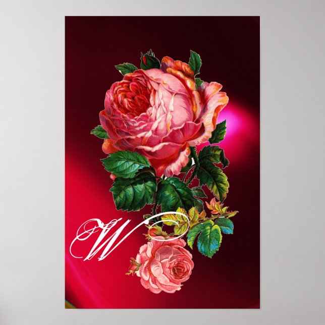 VACKRA ROSA ROSOR MONOGRAM POSTER (Framsidan)