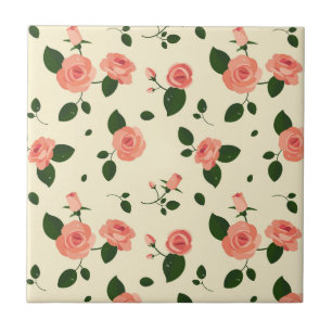 Vackra Rosa Rosor Pastell Rosa Mönster Kakelplatta