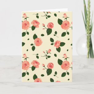 Vackra Rosa Rosor Pastell Rosa Mönster Kort