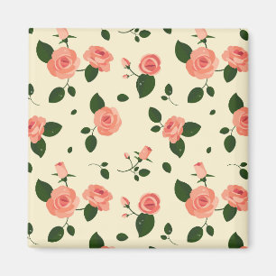 Vackra Rosa Rosor Pastell Rosa Mönster Magnet