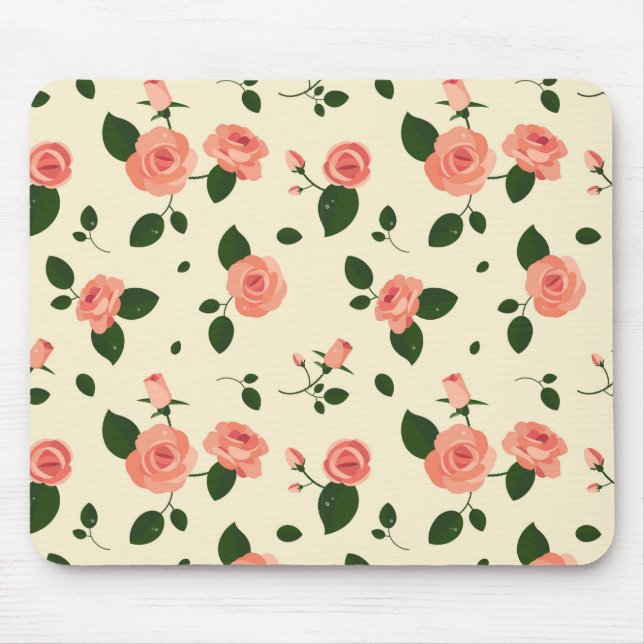 Vackra Rosa Rosor Pastell Rosa Mönster Musmatta (Framsidan)