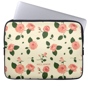 Vackra Rosa Rosor Pastell Rosa Mönster Personlig Laptop Fodral