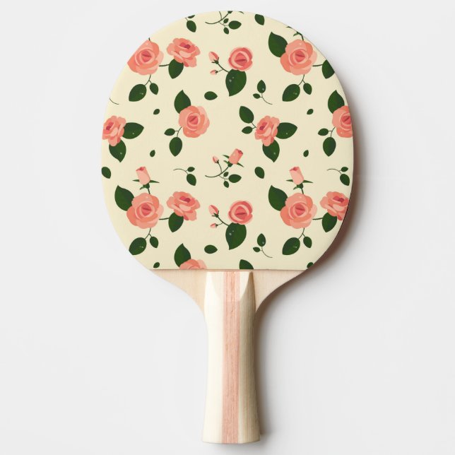 Vackra Rosa Rosor Pastell Rosa Mönster Pingisracket (Framsidan)