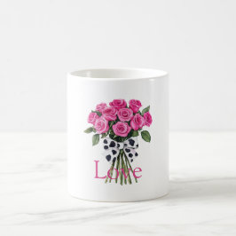 Vackra rosa rosor västerländsk ko tryck båge kaffemugg