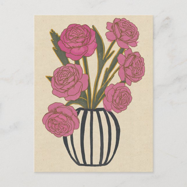 Vackra rosa rosor vykort (Framsida)