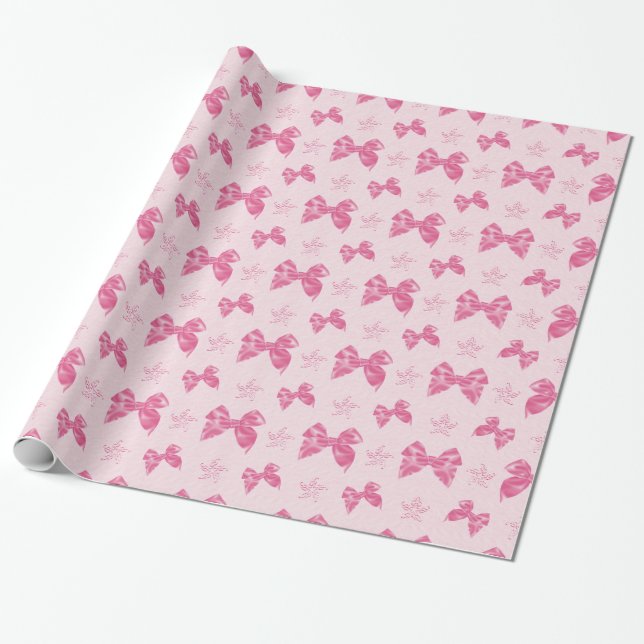 Vackra rosa satinband presentpapper (Utrullad)
