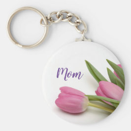 Vackra Rosa Tulips med text Nyckelring