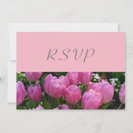 vackra rosa tulpanblommor RSVP bröllopsfest Inbjudningar
