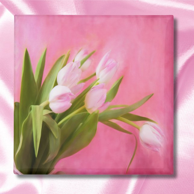 Vackra rosa tulpaner magnet (Skapare uppladdad)