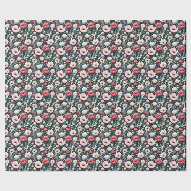 Vackra Rosa Vallmo Presentpapper (Seam)