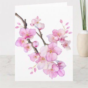 Vackra rosa vattenfärgskörsbär Sakura-blommar Kort