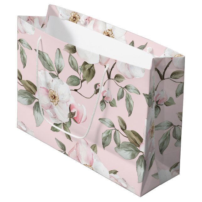Vackra Rosa Vita Blommor Bröllopsdusch (Framsidan Vinklad)