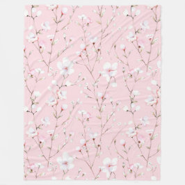 Vackra rosa vita blommor   fleecefilt