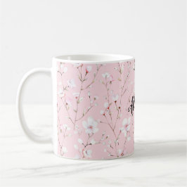 Vackra rosa vita blommor kaffemugg