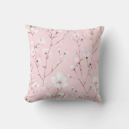 Vackra rosa vita blommor   kudde