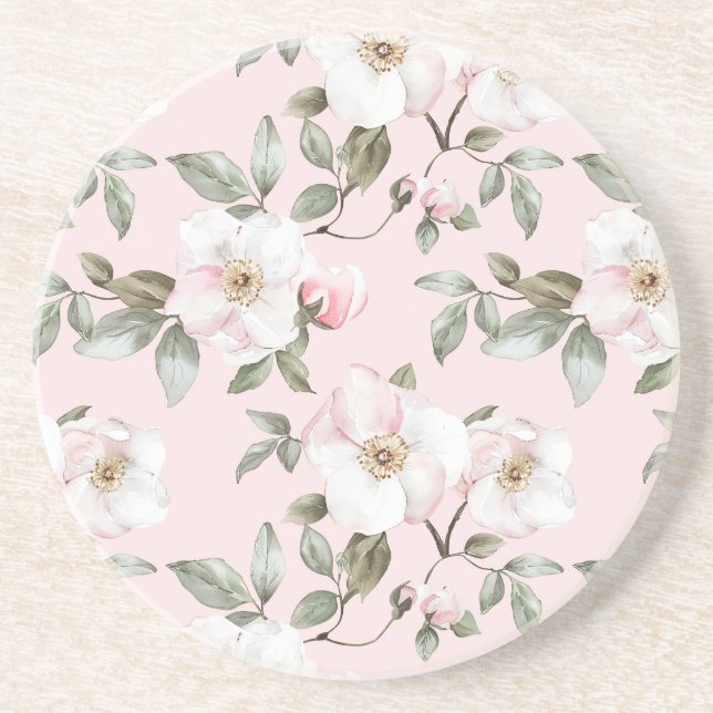 Vackra rosa vita blommor underlägg (Framsidan)