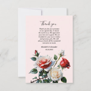 Vackra rosa vita röda rosor blommande bröllop tack kort
