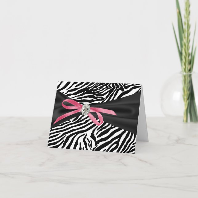 Vackra Rosa Zebra Tacksamhetskort Tack Kort (Framsida)