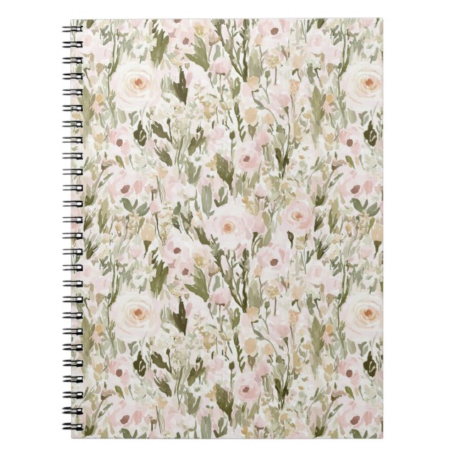 Vackra rosablommor i rosa anteckningsbok (Framsidan)