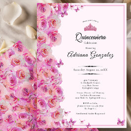 Vackra Rosor 15-årsdag Rosa Quinceanera Inbjudningar