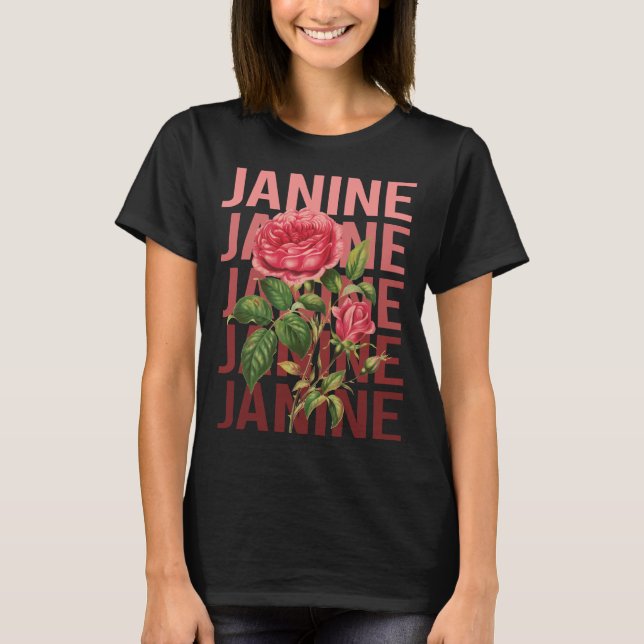 Vackra Rosor - Janine Namn T Shirt (Framsida)