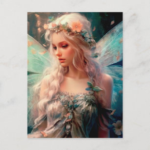 Vackra Rosor och blåfena Fantasy Art Postcard Vykort
