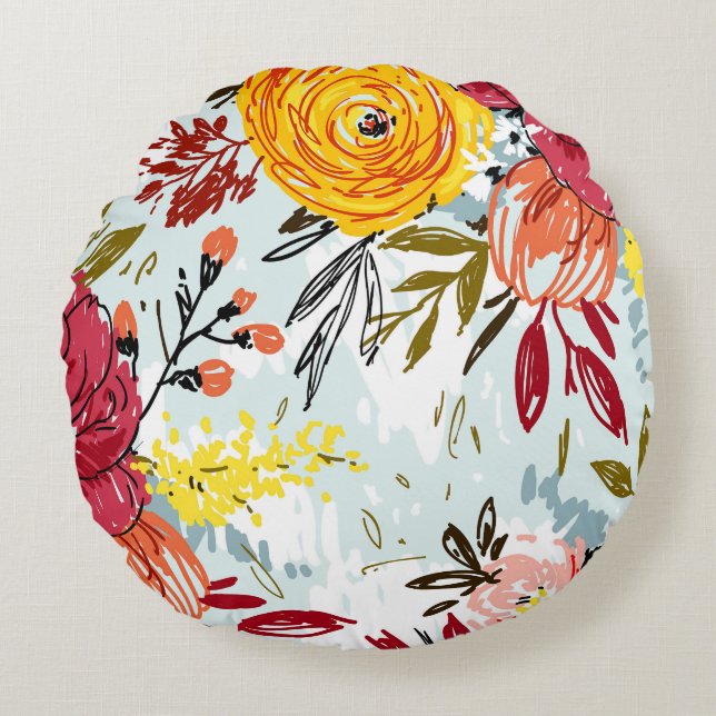 Vackra Rosor Rund Kudde (Framsidan)