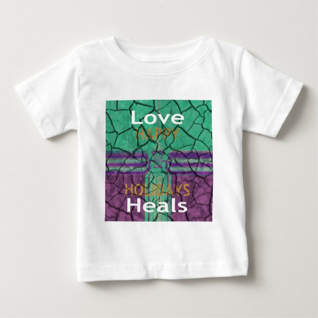 Vackra, rustiska, krackade lera kärlek heals textk t shirt (Framsida)