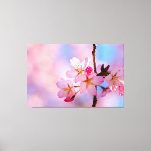 Vackra Sakura Blommor På En Vertikal Kvists Canvastryck