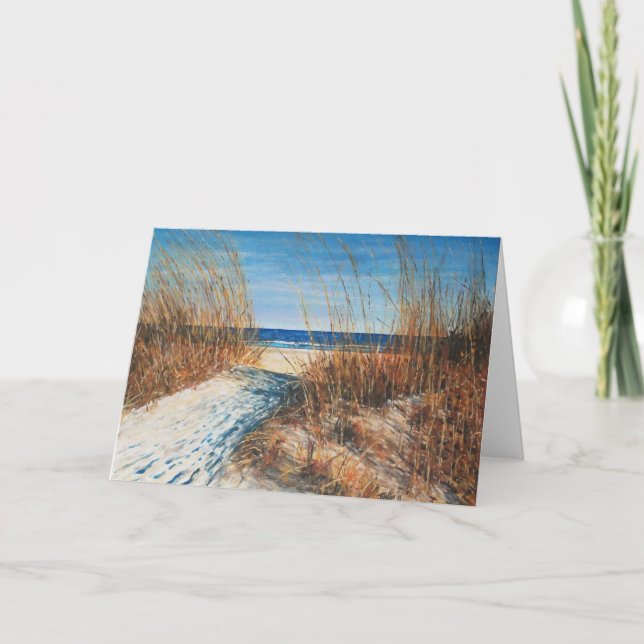 Vackra Sand Dunes Beach Painting Greeting Cards Kort (Framsida)