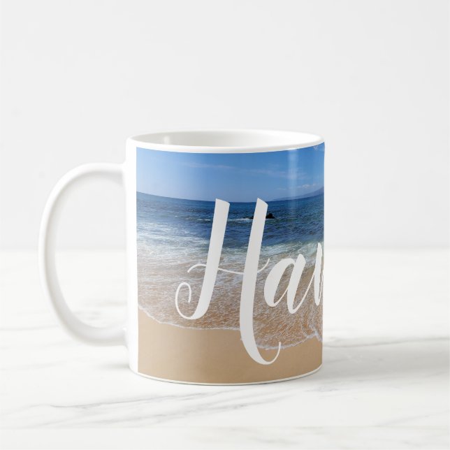 Vackra Sandy Beach och Vinkarare Kaffemugg (Vänster)