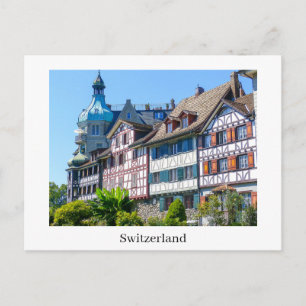 Vackra Schweiz Gamla Trähus Vykort