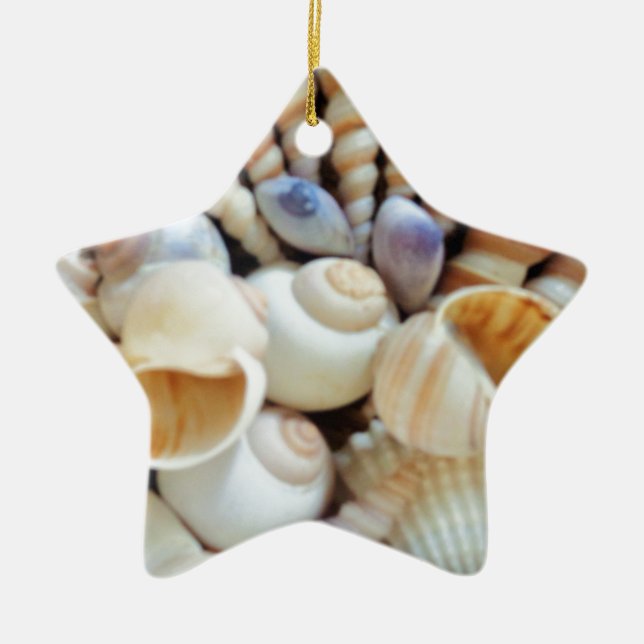Vackra Seashells, Sommar, Beach, Snäckor Julgransprydnad Keramik (Framsidan)