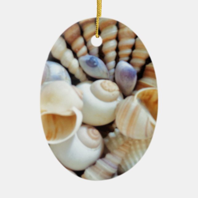 Vackra Seashells, Sommar, Beach, Snäckor Julgransprydnad Keramik (Framsidan)