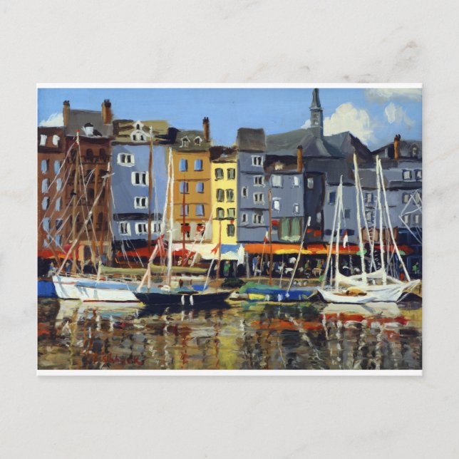 Vackra segelbåtar i Honfluere Harbour Vykort (Framsida)