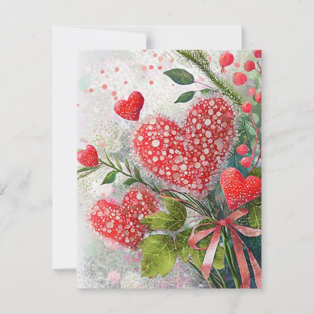 Vackra sequins hjärtan valentine julkort (Framsida)