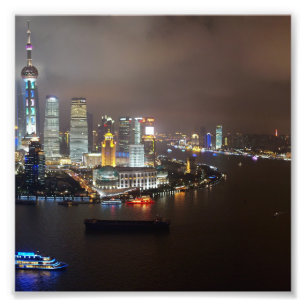 Vackra Shanghai-Chinan på natten Fototryck