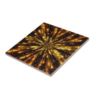 Vackra Shiny Glitter Guld Stars - Universe Kakelplatta