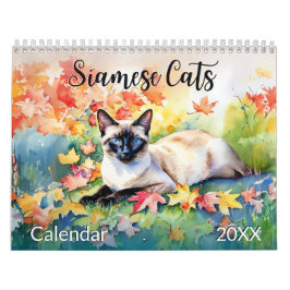 Vackra siamesiska katter Husdjursälskare Akvarell  Kalender