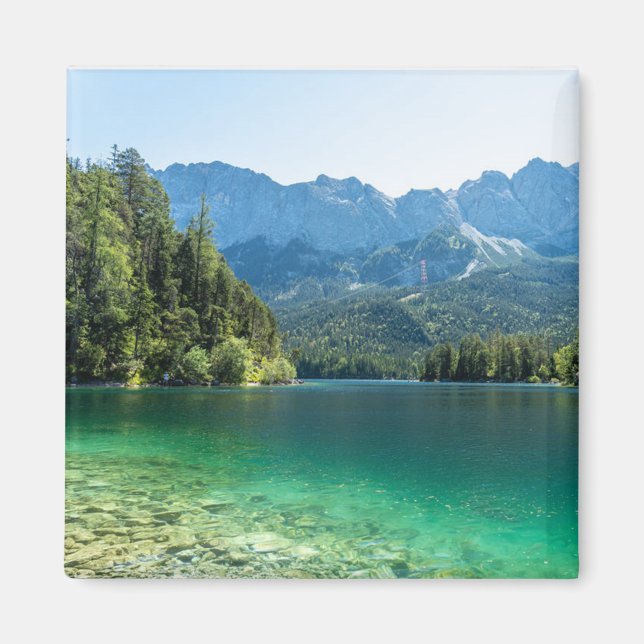 Vackra Sjö Eibsee Bavarian Alpernas Tysklanda Magnet (Framsidan)