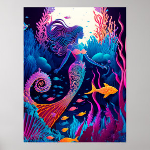 Vackra Sjöjungfrun Sea Nymph Poster