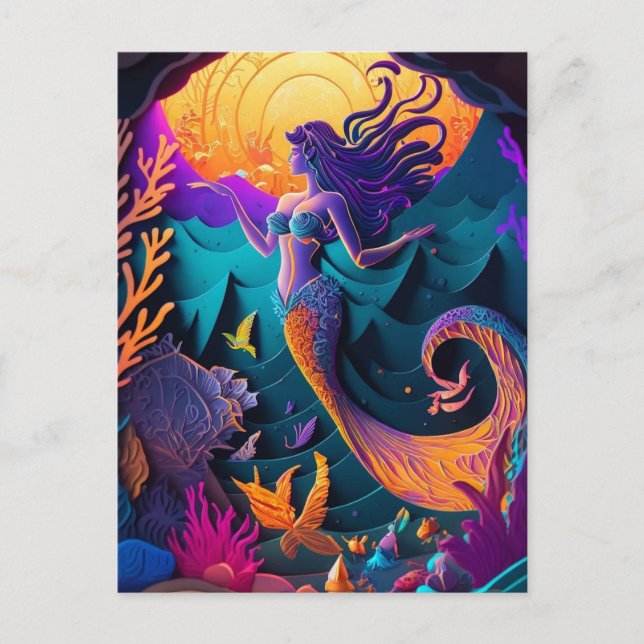 Vackra Sjöjungfrun Sea Nymph-vykort Vykort (Framsida)