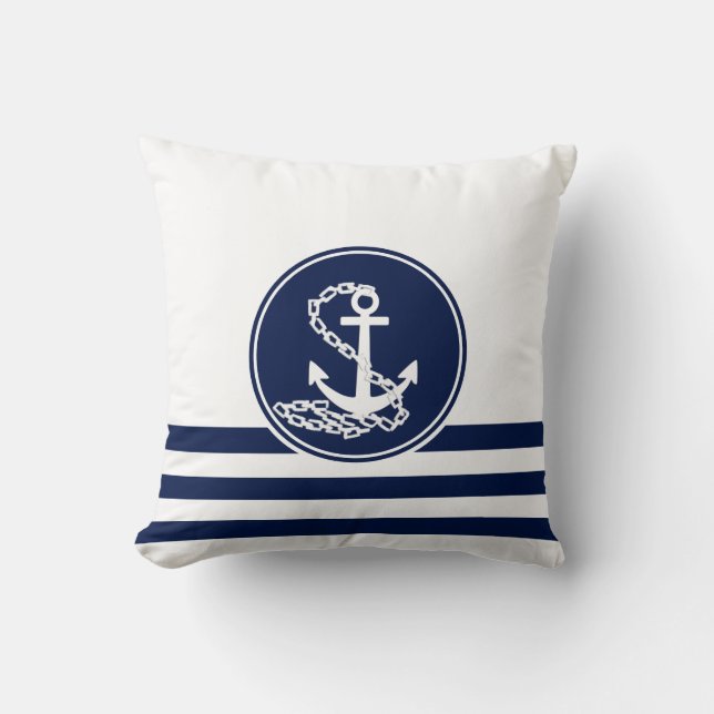 Vackra sjön Stil White och Blue, Anchor Kudde (Framsida)