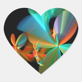 Vackra skaldjur och Orange Fractal Art Flower Peta Hjärtformat Klistermärke