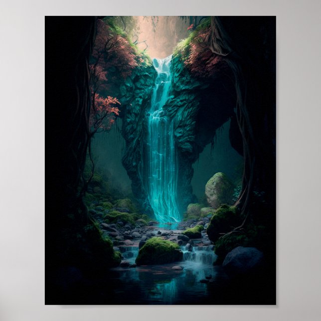 Vackra skogen Waterfall, Magiska skogen Poster (Framsidan)