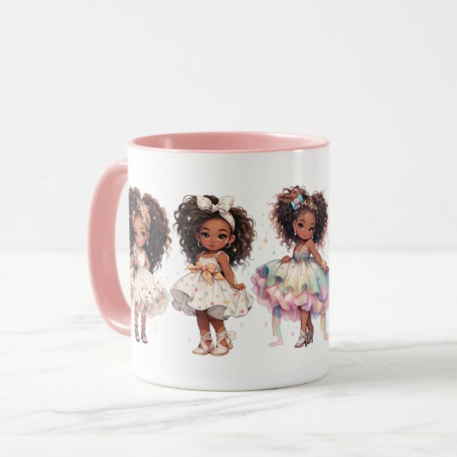 Vackra små flickor på romantisk mugg (Framsida vänster)