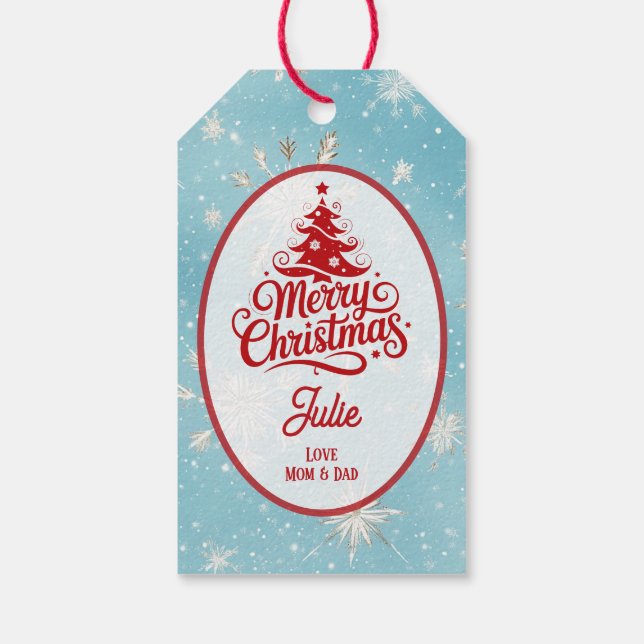 Vackra Snöflingor Jul Presentetikett (Baksidan)