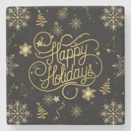 Vackra Snyggten Guld och Svarta Lycklig Helgdag Stenunderlägg