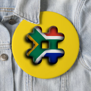 Vackra södra Afrikan Hashtag Flagga Mönster Art Knapp