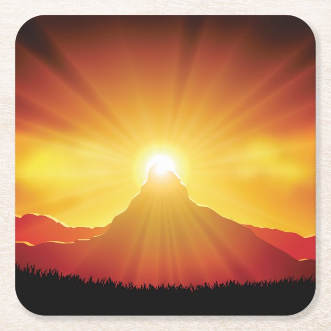 Vackra solnedgången över bergssetet Underlägg (Framsidan)